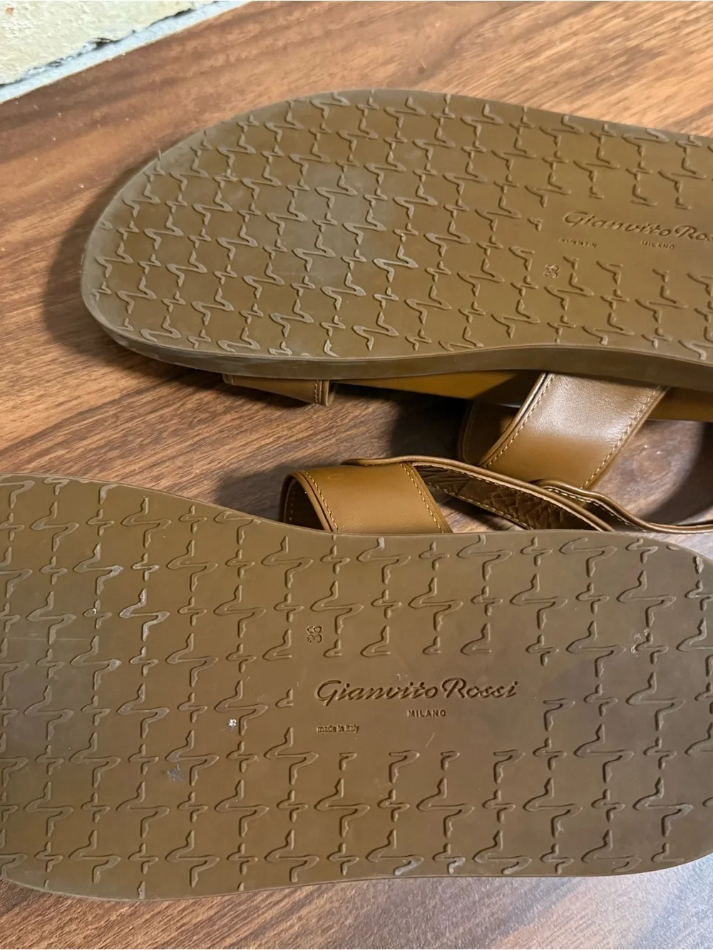 Gianvito Rossi Tan Leather Double-Strap Platform Sandals size 38
